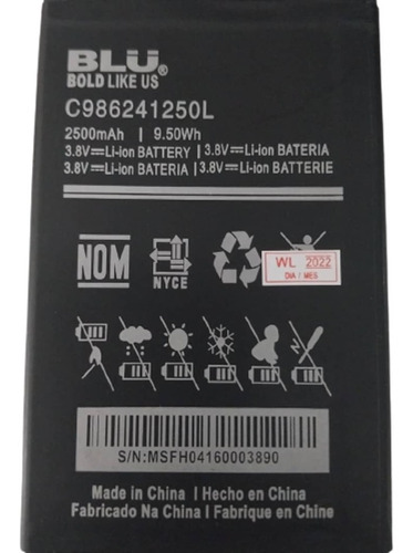 Bateria Blu A6 S610p C986241250l Nueva Original Con Garantia