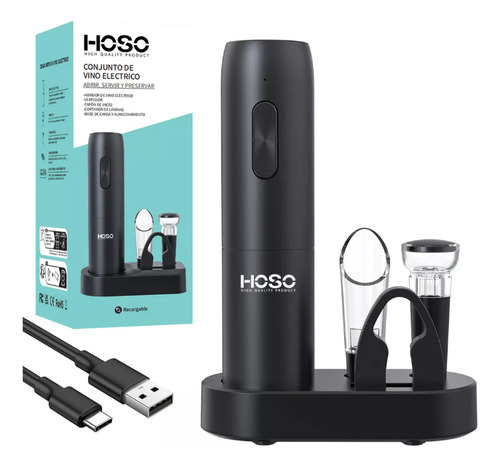 Kit Sacacorcho Descorchador De Vino Eléctrico Recargable