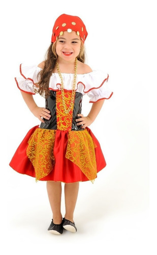 Vestido Fantasia Infantil Cigana Luxo Menina