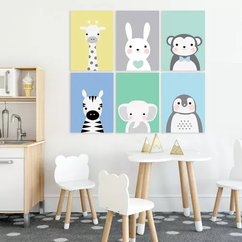físico vender Dólar Set Cuadros Canvas Decorativo Niños Cuarto Bebé Animalitos
