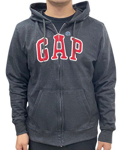 Sudadera Gap Hombre Con Cierre, Logo Bordado Y Capucha