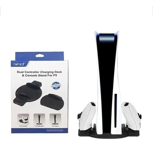 Imagen 2 de 2 de Base De Carga Doble Para Joystick Ps5 + Soporte Consola Usb
