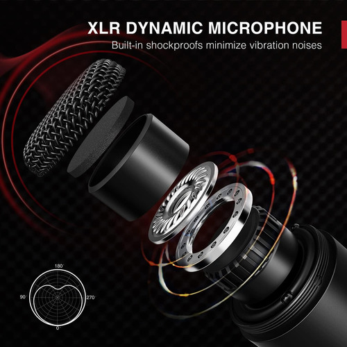 Microfone Dinamico Fifine K669d Xlr Streaming Podcast Vocal Preto