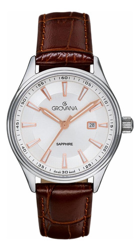 Reloj Grovana St. Andrews Lady 3194.1528 Clásico Zafiro Marrón Plateado Plateado
