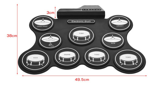 Imagen 4 de 7 de Batería Portátil Usb Roll Up Kit De Batería Electrónica