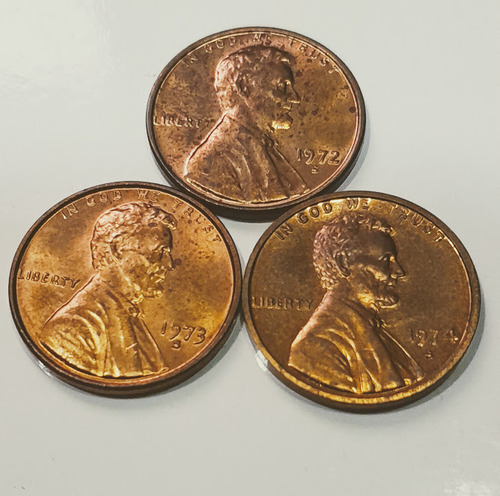 Moeda Usa One Cent Dólar Linconl 1972s,73s,74s Original