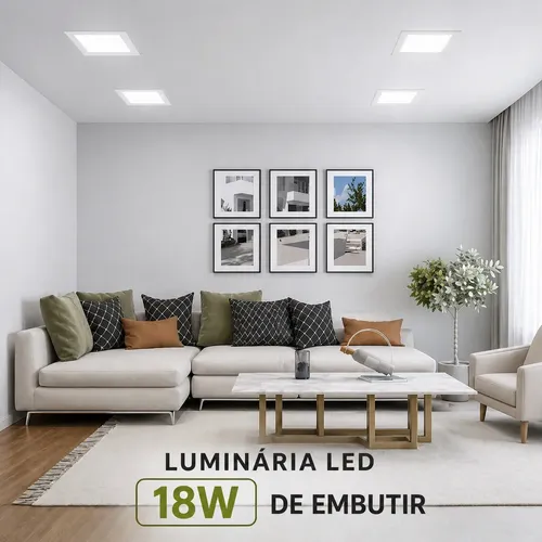 Luminária Embutir Led Backstage Quadrada 18w 6500k Lumanti