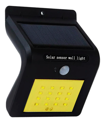 Reflector Luz Led Solar Exterior Pared Sensor Movimiento Carcasa Negro Luz Blanco