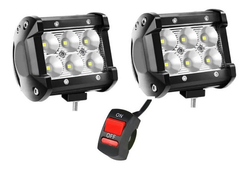 Faros Par Auxiliares 6 Led Cree 18w Moto Cuatri+on Off- Xero