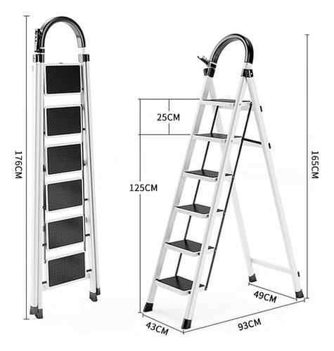 Escada Tesoura De Aço 6 Degraus Para Casa E Residência