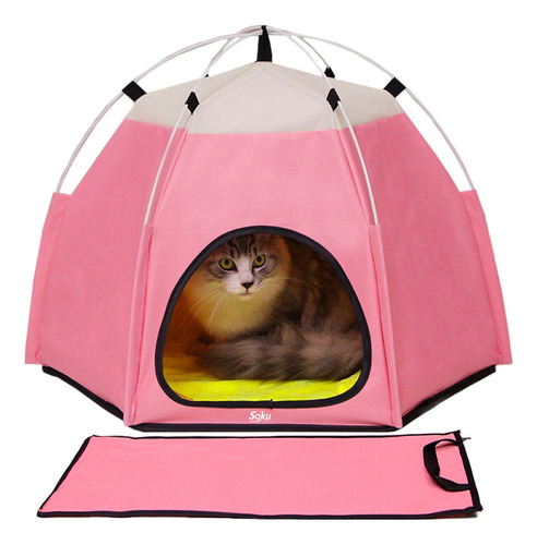 Soku Casa Perro Gato Mascota Carpa Interior Portable Estilo Color Rosa