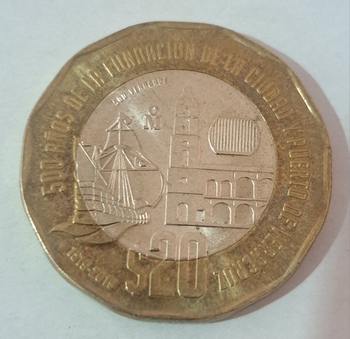 Moneda De 20 Pesos 500 Años Fundación Puerto De Veracruz