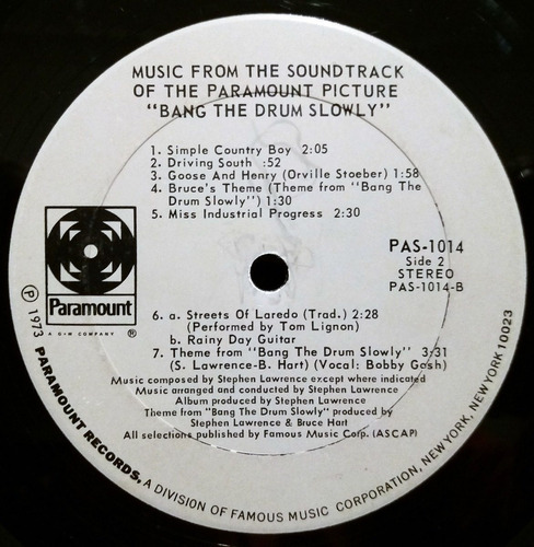 Bang The Drum Slowly Banda De Sonido Lp (Usado)