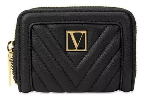 Billetera Negra Victoria's Secret Color Negro Diseño De La Tela Liso