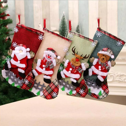 8 Piezas Medias Navideñas Santa Claus 31 Cm Botas De Bolsill
