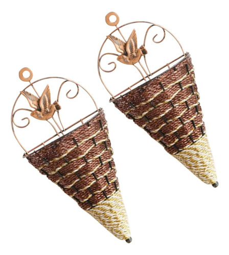 Cesta Colgante De Mimbre, 2 Piezas Para Flores