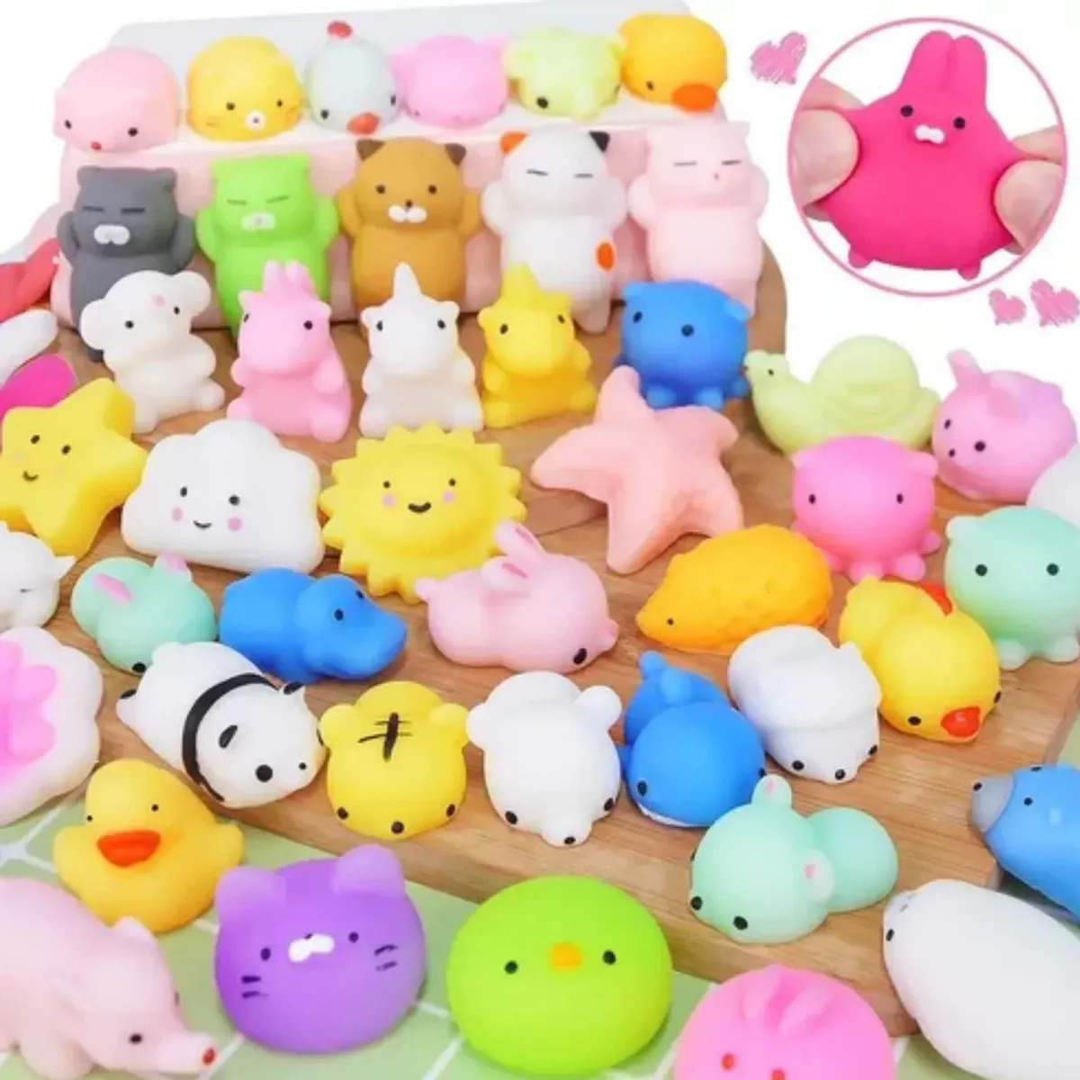 20 Squish Mochi Bichinho Macio De Apertar Taba Squishies Fofo Tiktok Squishy 5 Sentidos Brinquedo Sensorial Anti-stress