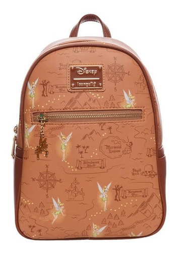 Mochila Loungefly Disney Peter Pan Neverland Map Exclusiva Color Naranja oscuro