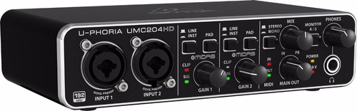 Placa De Audio Behringer U-phoria Umc 204 Hd - Usb - Midi