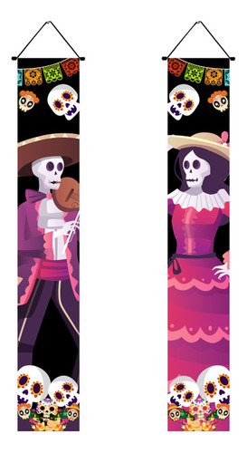 Decoración De Porche Día De Los Muertos 2 Piezas Banner