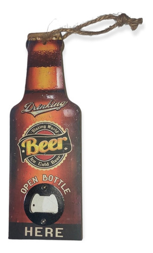 Destapador De Cerveza Abridor Botella Copa Madera Para Pared