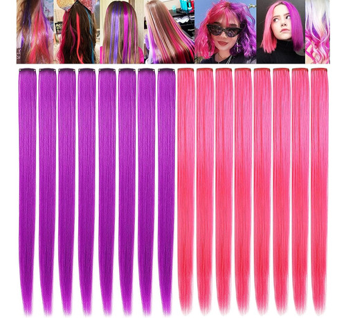 Lskjmo Pink And Purple Wig Pieces Colorful Party Highlights 