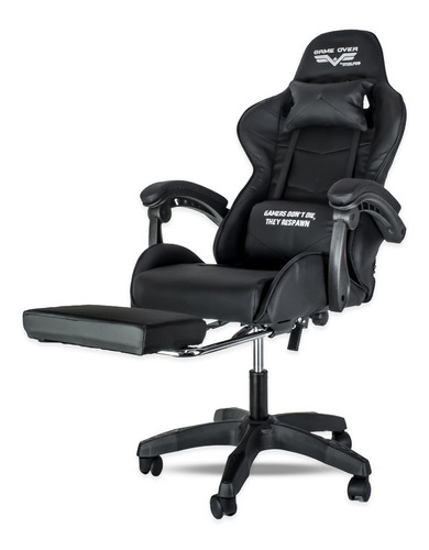 Silla de escritorio Steelpro ROCKET 2.0 gamer ergonómica negra y azul con tapizado de cuero sintético