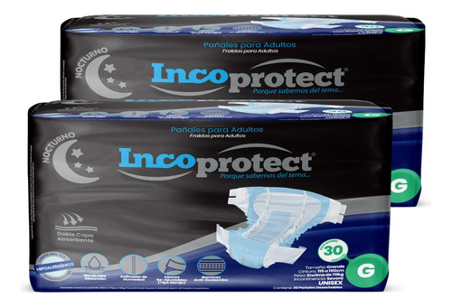 Incoprotect Pañal Adulto Nocturno G X 60 Unidades