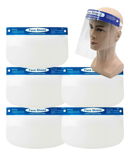 Pack Careta Protectora Facial Trasparente Antiempañe 5 Pzas 
