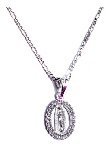 Dije Virgen De Guadalupe Con Cadena Swarovski 100% Plata 925