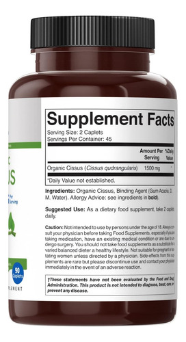Cissus Quadrangularis Orgánico Formula Premium Americano