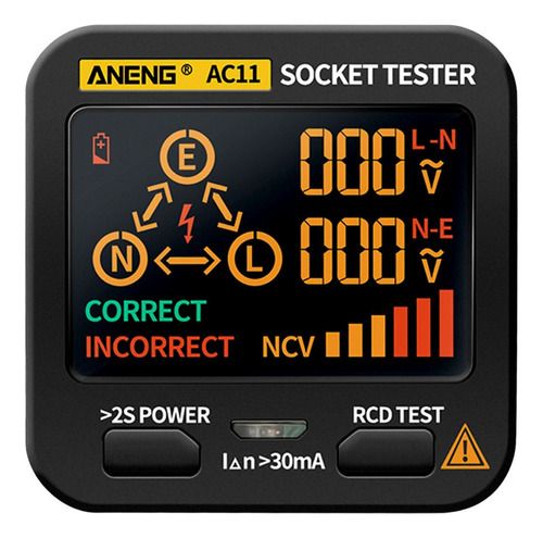 Aneng Ac11 Detector De Fugas Eléctricas Socket Tester Lcd