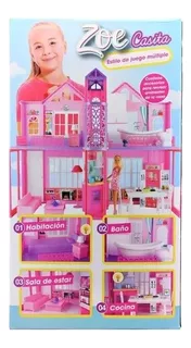 Casa Muñecas Plastica Super Grande Barbi Zoe + Muñeca + Mueb