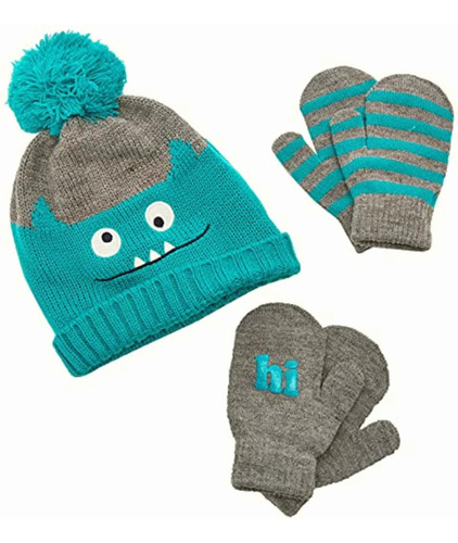 Carter's Boys' Hat And Mitten Set, Green Monster, 12-24 M