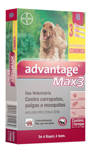 Combo Antipulgas E Carrapatos Cães Advantage Max3 10 A 25 Kg