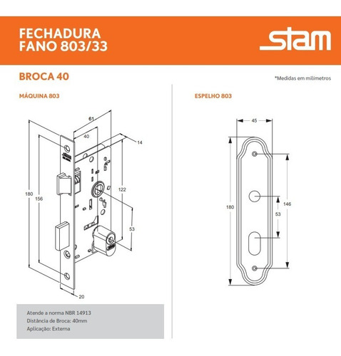 Fechadura Stam Porta Entrada E Sala 803/11 Inox Com 3 Chaves