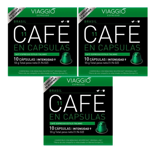 Pack 30 Cápsulas Café Viaggio Brasil Para Nespresso®