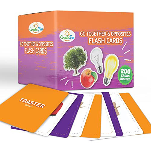 Go Together And Opposites Flash Cards Set - 200 Photo Cards