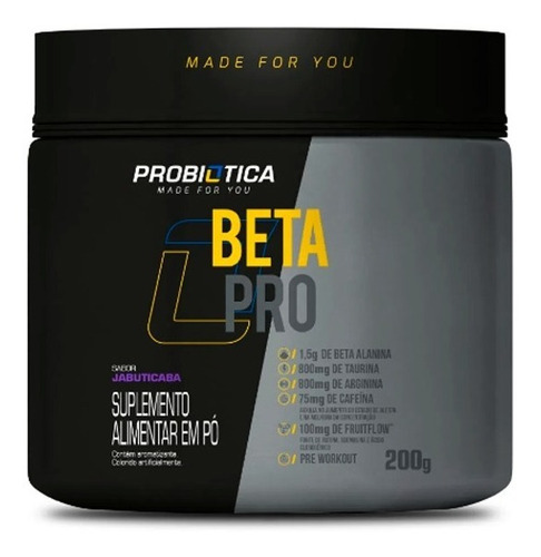 Imagem 1 de 2 de Pré Treino Beta Pro 200g C/ Beta Alanina - Probiótica