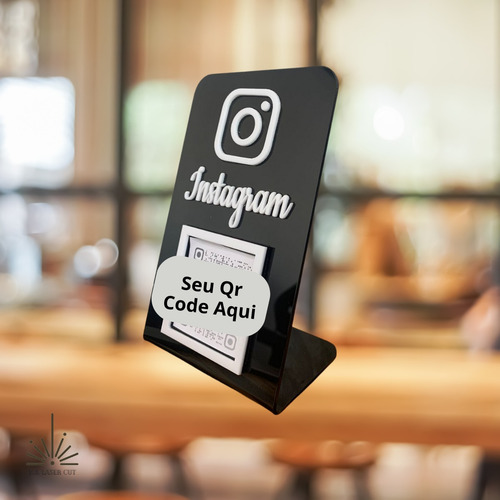Placa Qr Code Display P/ Divulga Instagram Preto Com Branco