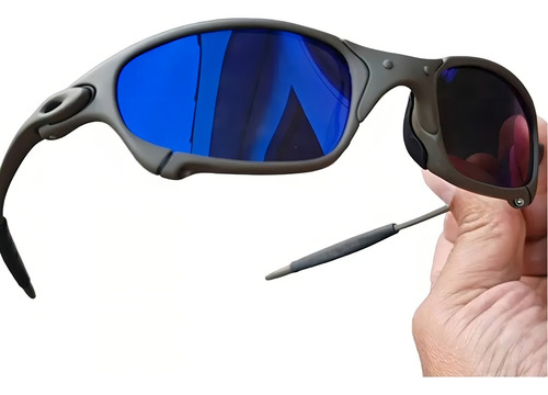 Gafas de metal Juliet de 24 quilates Mandrake Penny Romeo1 Mc Ruby, color grafito, color grafito, lente azul oscuro, diseño de julieta, azul oscuro
