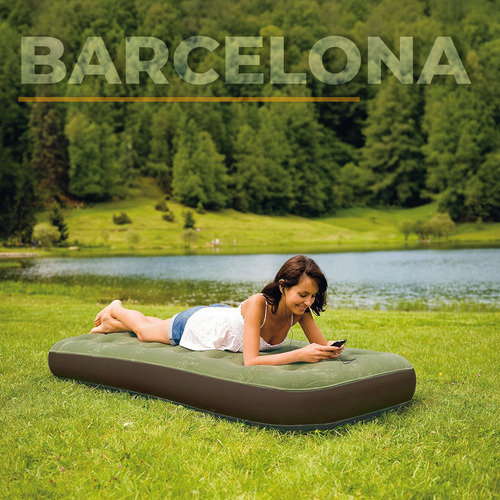 Colchon Inflable Individual Cama De Aire Portatil Camping Color Gris