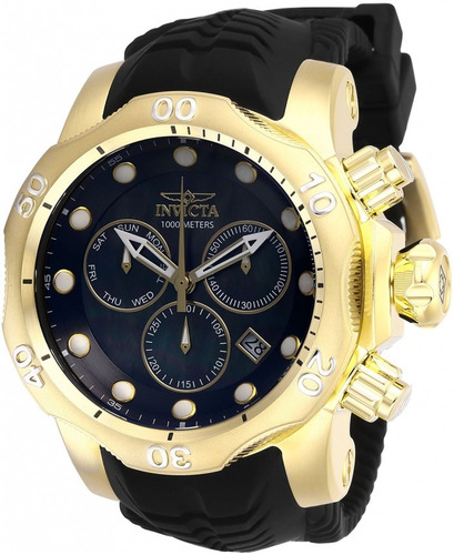 Invicta Reserve Venom 29761 54m Original Banhado Suiço Cor da correia Preto Cor do bisel Dourado Cor do fundo Preto