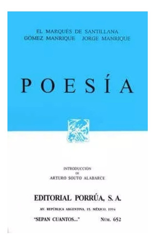 Libro De Poesia (sc652) Marques De Santillana Clásico Porrua