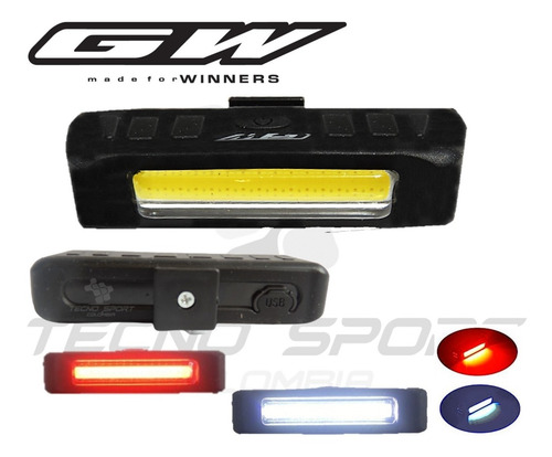Imagen 2 de 9 de Luz Trasera Gw Bicicleta Recargable Usb 100 Lumens 5 Funcion