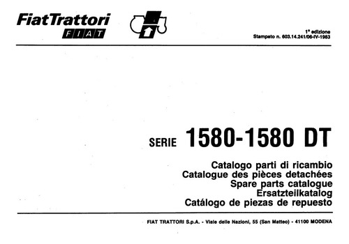 Manual Catalogo Piezas Repuesto Tractor Fiat 1580/1580 Dt