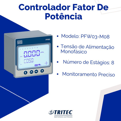 Controlador Fator De Potencia Pfw03-m8 120-510v 8/est. Weg