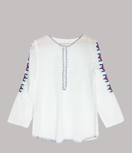 Blusa Blanca Bordada Manga Larga Nena Desea Lo Mejor Witty