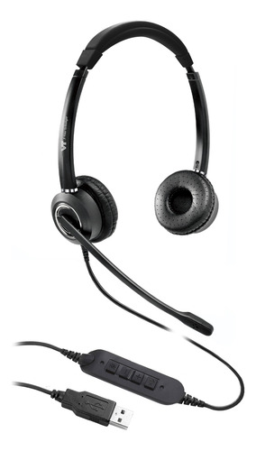 Cabezal Auricular Usb Call Center Profesional Vt6200 Duo Negro