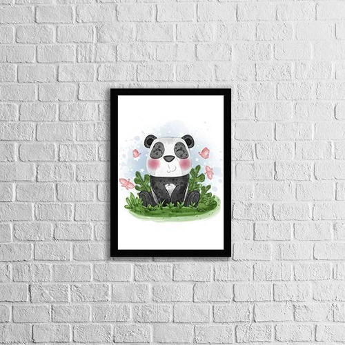 Quadro Decorativo Infantil Pandinha Moldura Preta